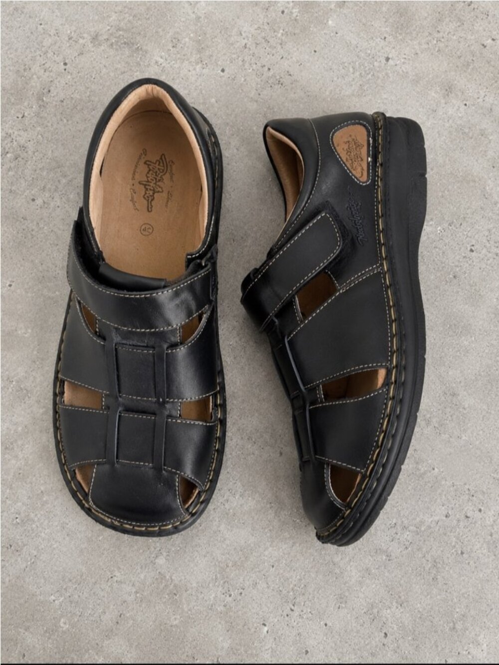 Portofino Black Leather Fisherman Sandals Comfort Walking Shoes EU 42 Adjustable